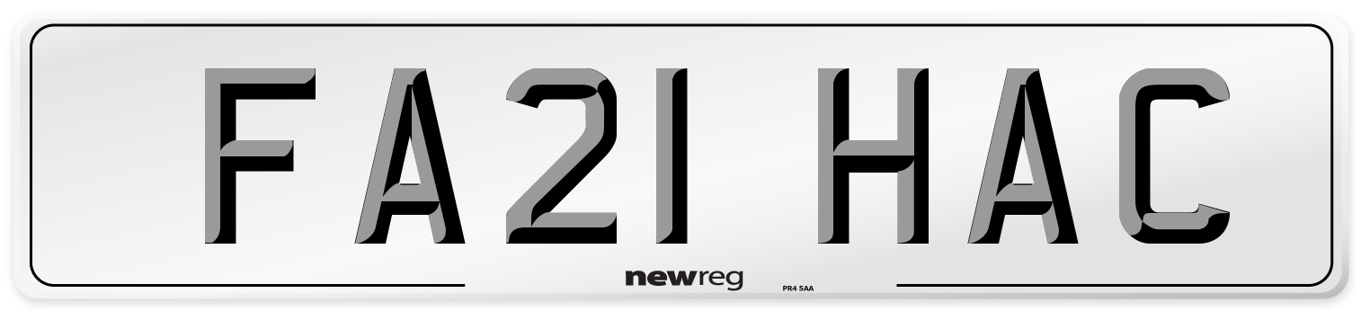 FA21 HAC Number Plate from New Reg